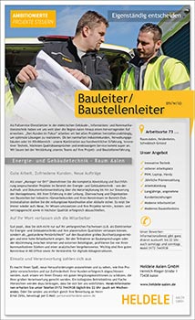 Stellenanzeige Bauleiter Heldele Aalen GmbH